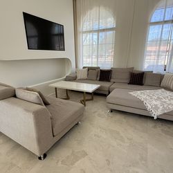 Taupe Sectional Couch with Ottoman – Scandinavian Designs