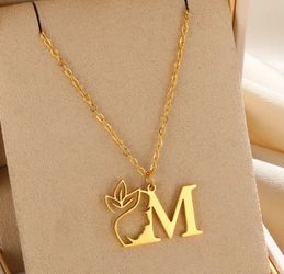 18k GP Necklace letter M