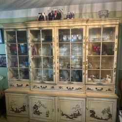Antique Hand Painted China Cabinet