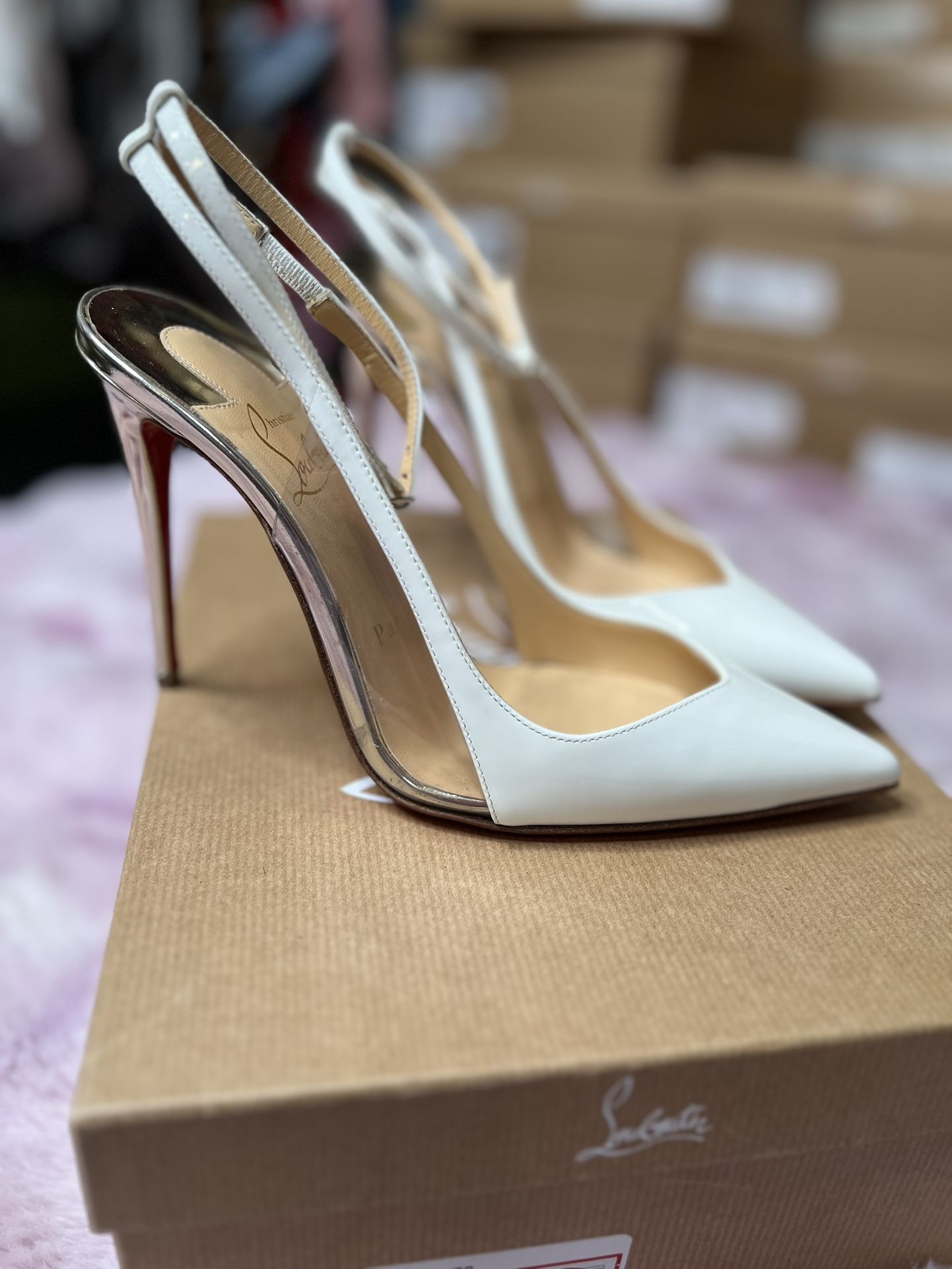 Christian Louboutin OPTICHOC Patent White Size 36