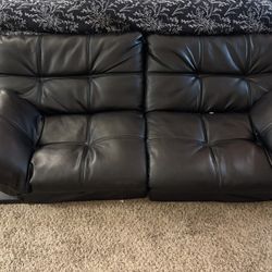 Black leather Couch/futon/chairs