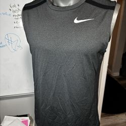 NIKE DRI-FIT Size Large Men BLK Running Gym Athletic Top Muscle Tank Sleeveless