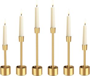 6 Gold Taper Candle Holders 3 Sizes Wedding Special Events