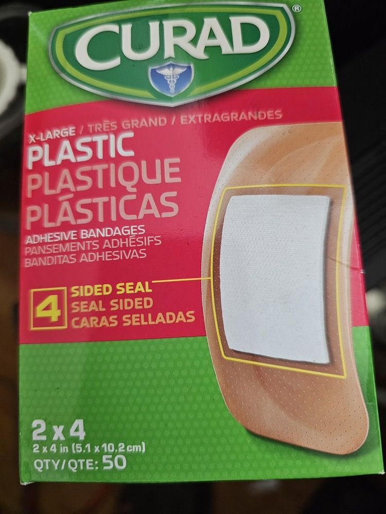 2 pack CURAD Plastic Adhesive Bandage 2" x 4", Not Made from Natural Rubber Latex, 50 Count Each