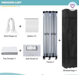 10x20 Pop Up Canopy with 6 Sidewalls, Heavy Duty UPF 50+ Waterproof All Season Commercial Tent for Outdoor Weddings & Parties,