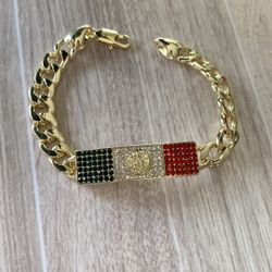 Esclava En Baño De Oro  Con Pedrería En Colores