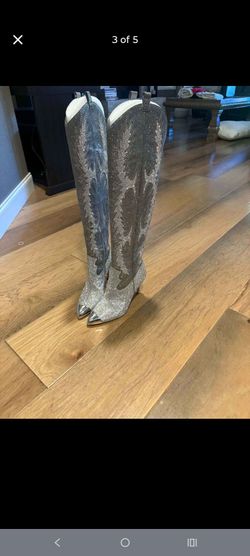 Gianni Bini Silver Katyannatwo Rhinestone otk boots Size 9