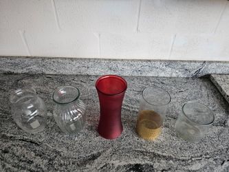 5 Assorted Glass Vases