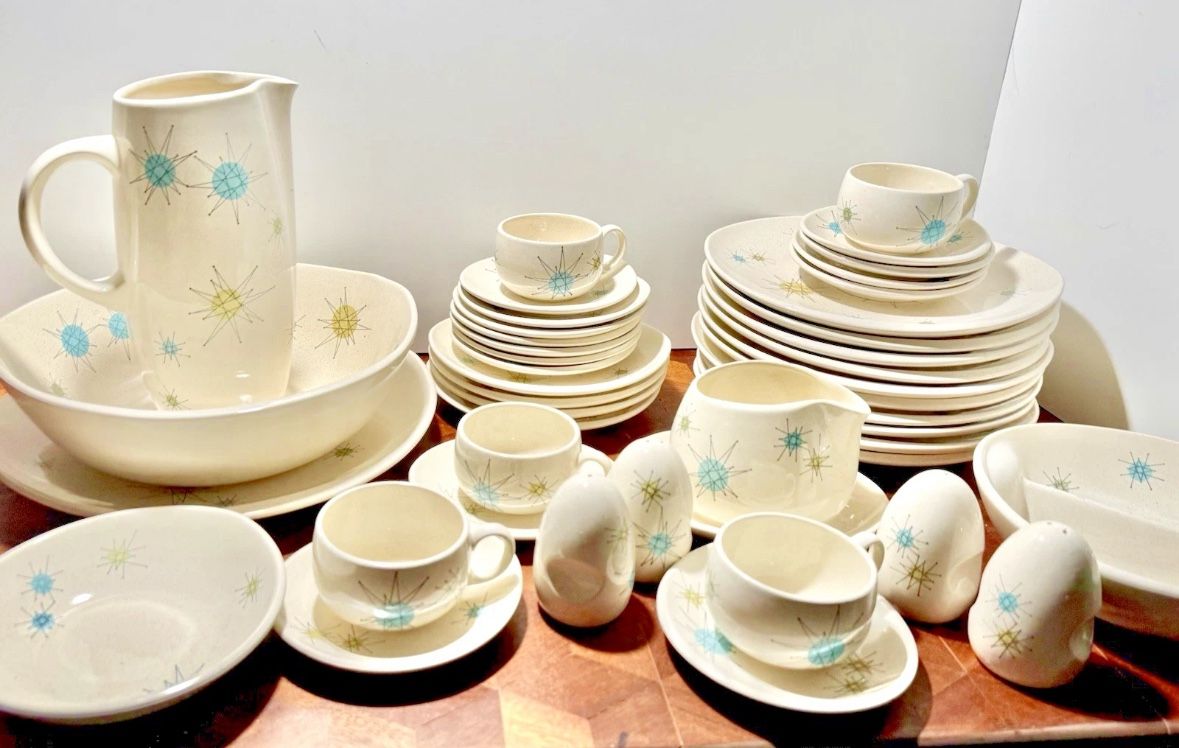 Franciscan Starburst Atomic Dinnerware Set Museum Grade 44pc Ultra Rare Mint