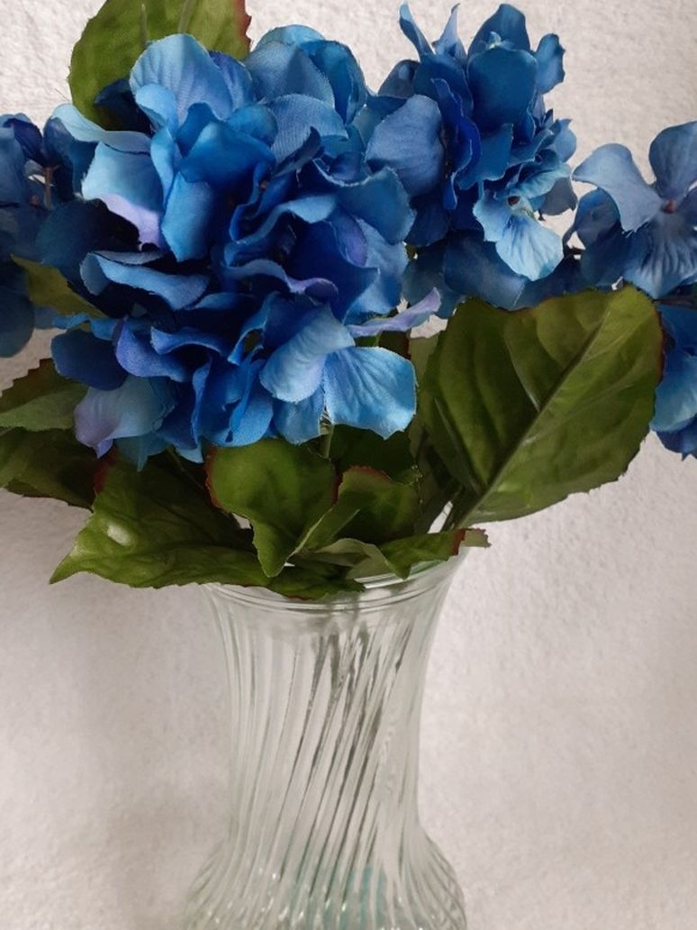 Blue Hydrangea Flowers (Artificial) In Vase