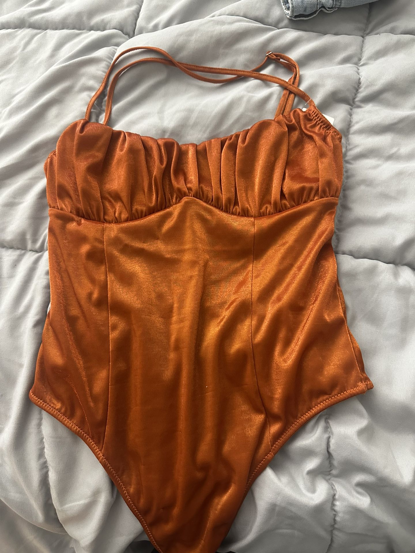 Satin Orange Bodysuit