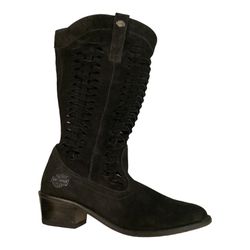 Harley Davidson Women's D83239 Black Suede Block Heel Boots Size 6