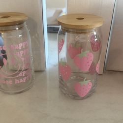 Glass cup with bamboo lid