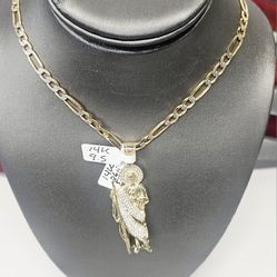 14k 26inch 5.7mm Chain And 14k Cz Pendant 