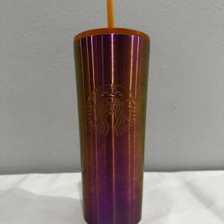 2022 Starbucks Holiday Pink Orange Stainless Steel Ombre Tumbler