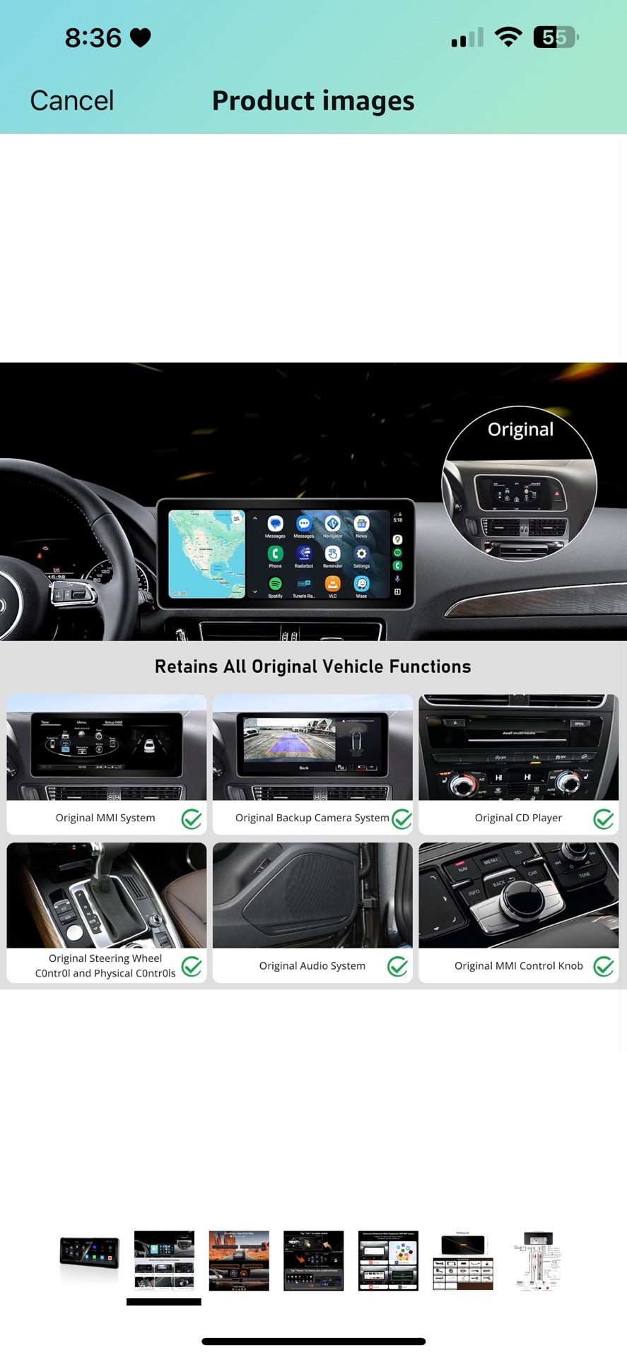 ATOTO 12.3" Car Stereo with Wireless CarPlay & Android Auto Compatible with Audi Q5 B8/B8.5 2009-2016 Multimedia System, Keep Original Function, GPS T