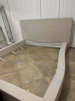 Like-New Cloud Bed Headrest + Frame - QUEEN