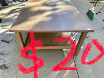 Wood Coffee Table with Shelf for Living Room