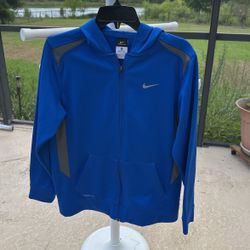 Nike Therma Fit Full Zip Jacket With Hoodie Xl Royal Blue With Gray Accents Nwot
