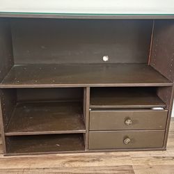 TV Stand with Drawers and Protective Glass Top
