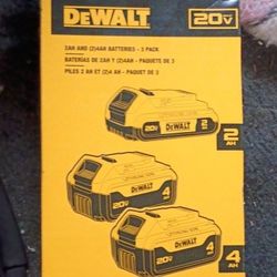 DeWalt 20v Max Batteries (2 )4ah & (1) 2ah