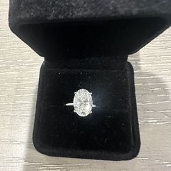 3.16 ct Oval Lab Grown engagement Ring With Hidden Halo 