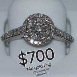 14k 1. 11 Ctw Natural Diamond Ring Size7