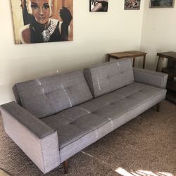 Grey Mid Century Modern Fold Out Couch