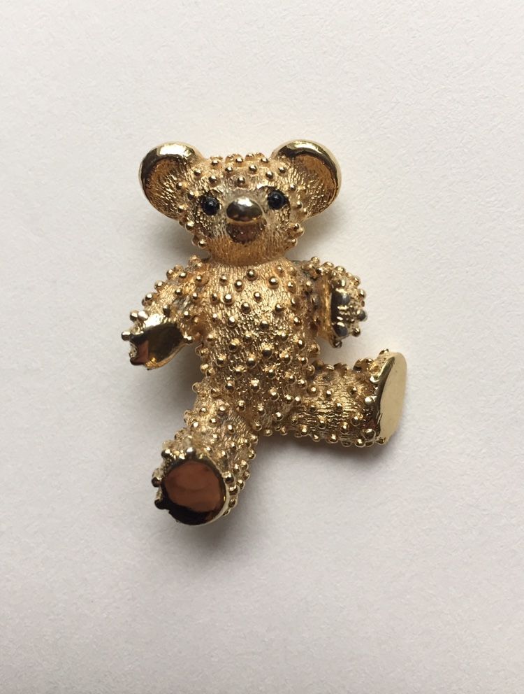 Marcel Boucher Gold Teddy Bear Pin Vintage