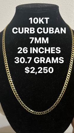 10KT CURB CUBAN 7MM 26INCH 30.7 GRAMS