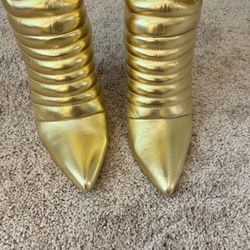Título: Metallic Gold Over-the-Knee Boots, Size 10, Glaze, Worn in Perfect Condition