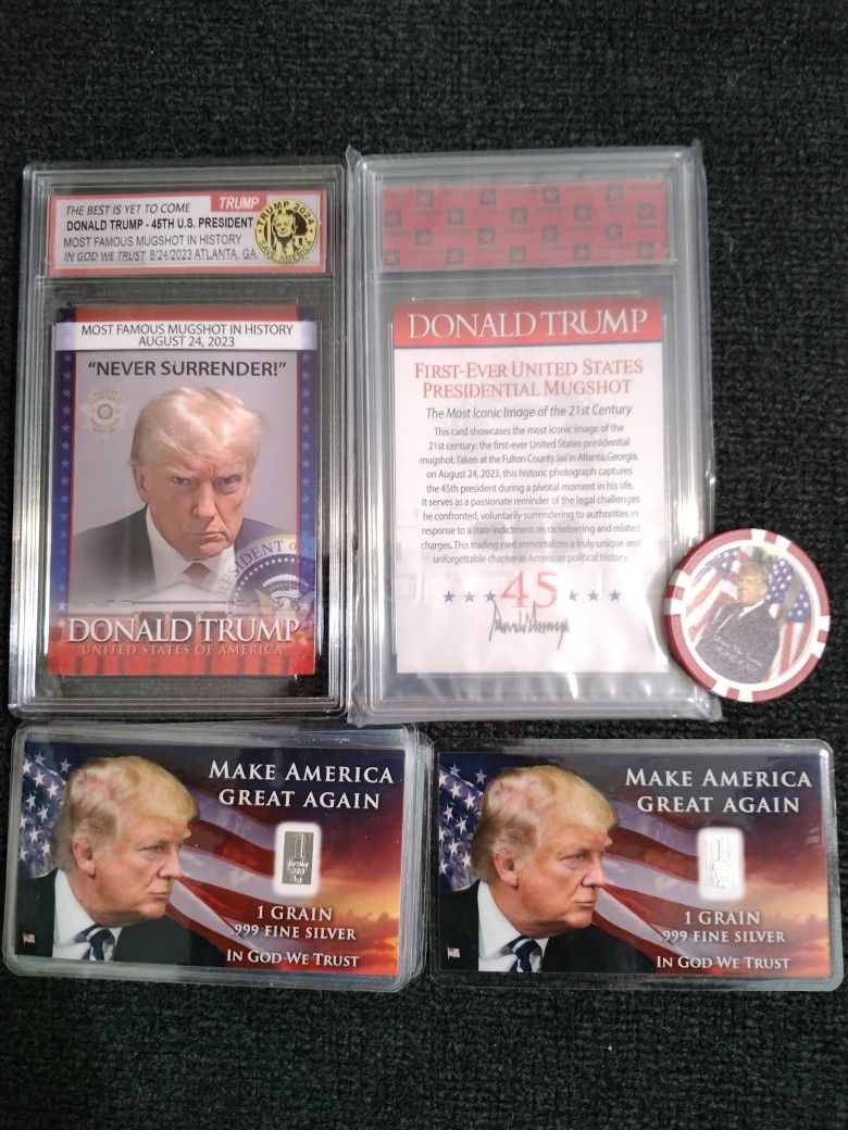 ULTRA MAGA Trump Collection. Silver Cards, Trading Cards, Poker Chip 