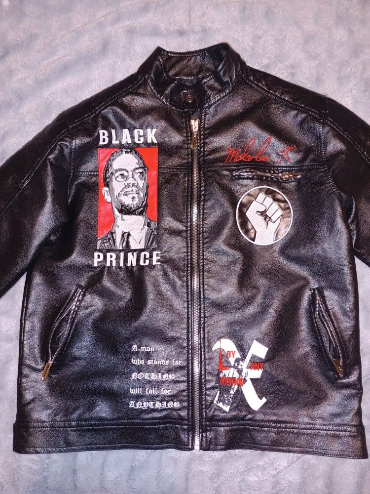 Malcolm X Black Leather Moto Jacket