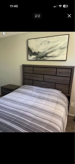Queen bed and night stand
