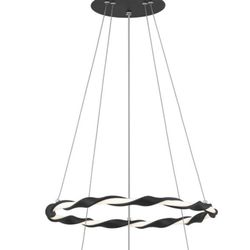 LED Pendant Light Convertible To Semi Flushmount In Black 