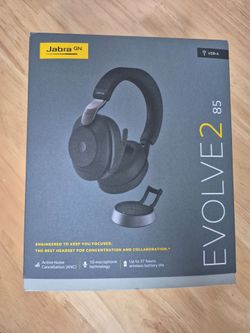 Jabra Evolve2 85 USB-A UC Stereo Stand Black Wireless Headset Music Headphones