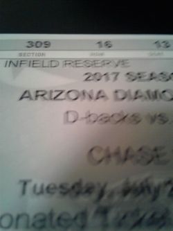 Dbacks vs Braves Tuesday night 6:40. 8 tickets $10 each