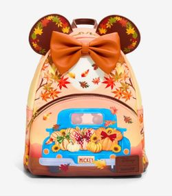 ​Disney Loungefly Fall Harvest Mickey & Minnie Pumpkin Truck Mini Backpack