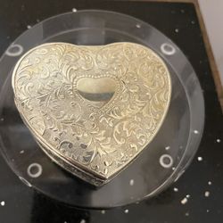 Vintage Silver Toned Heart Shape Trinket Box