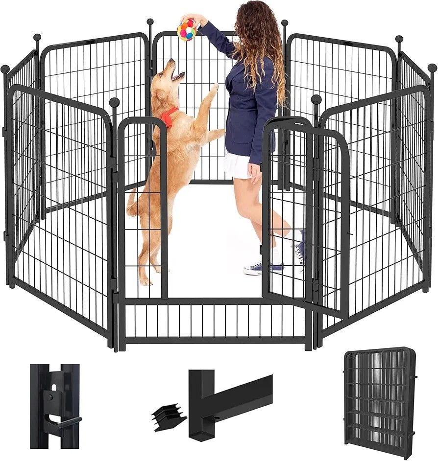 Heavy-Duty 40" Dog Playpen – 8 Panels w/ Door