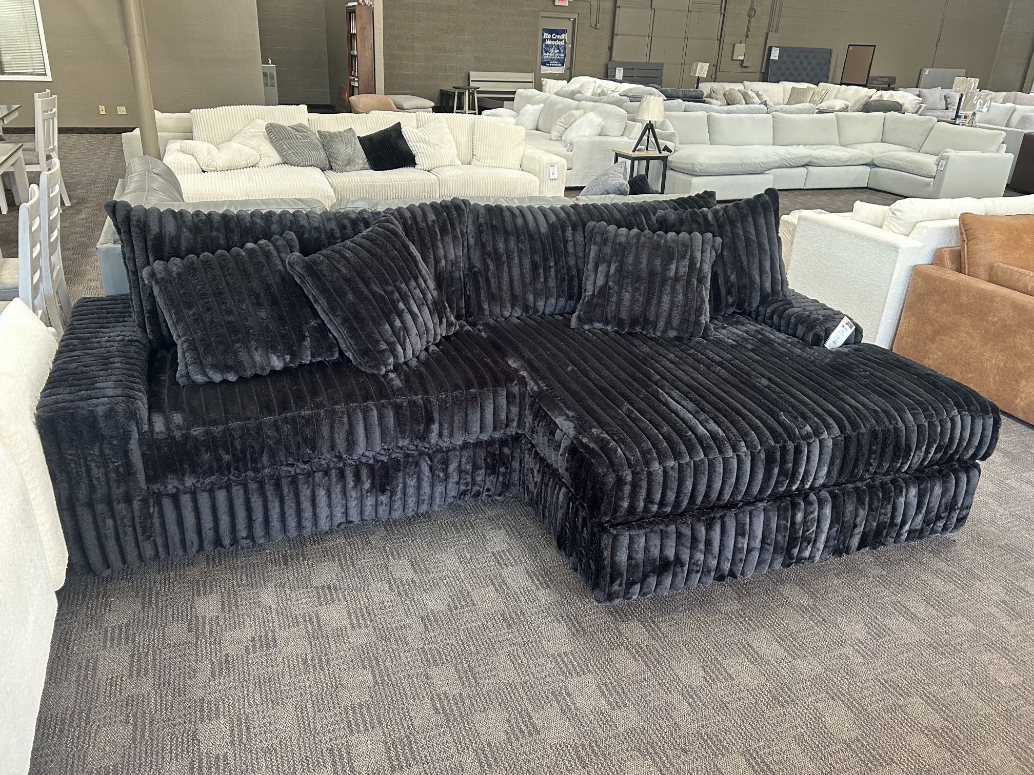 Big Soft Black Sectional Sofa 