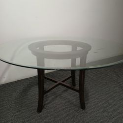 Crate & Barrel Halo 60 Inch Round Glass Table