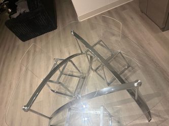 Glass Dining Table with Chrome Base