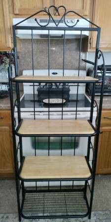 Black Metal shelf unit! Removable wood shelves!Â
