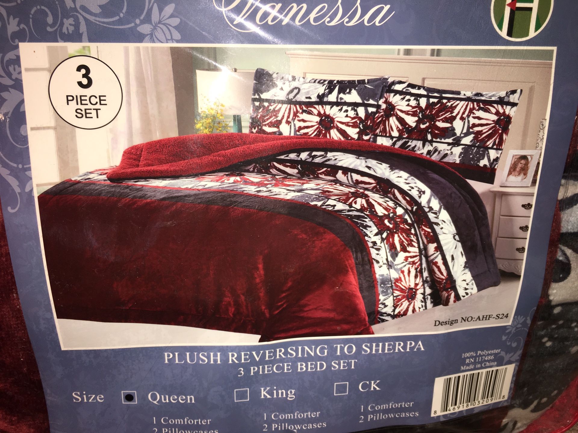 New 3 pc Queen Borrego blanket
