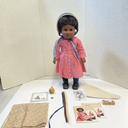 Vintage Pleasant Company American Girl Addy Walker Doll In Meet Outfit Dress