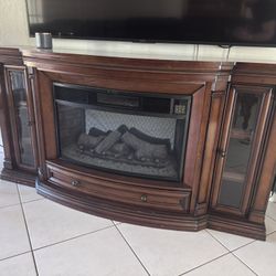 Consola De TV Con Chimenea