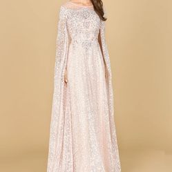 Dress - LACE GOWN WITH CAPE SLEEVES
