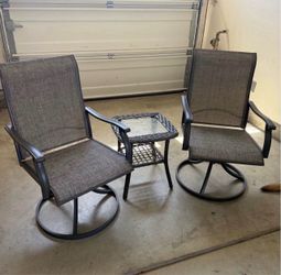 Swivel Patio Chair Set of 2 with table . All-Weather Textilene Outdoor Dining Chairs with High Back,