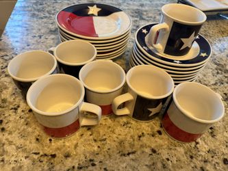 Vintage Totally Today 24 piece Texas Flag Lone Star dish set